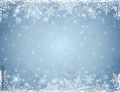 grey background with  frame of snowflakes,  vector