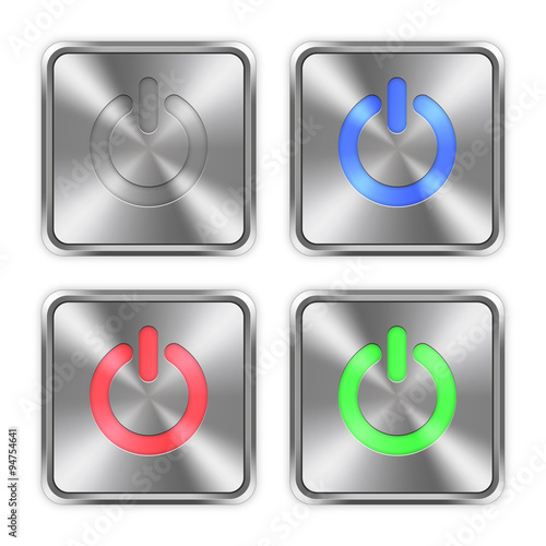 Color power off steel buttons