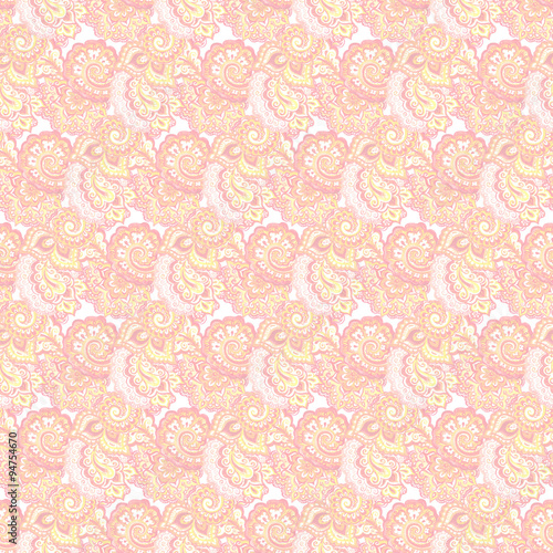 Seamless delicate pink pattern with traditional eastern ornament 