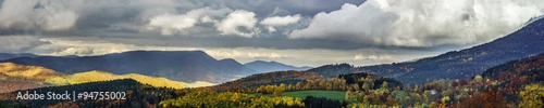 Beautiful stormy weather over the mountains panoramic view