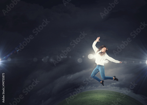 Dancer girl in jump