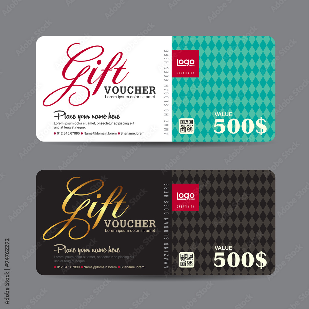 Plakat Gift voucher template with colorful pattern,Vector illustration