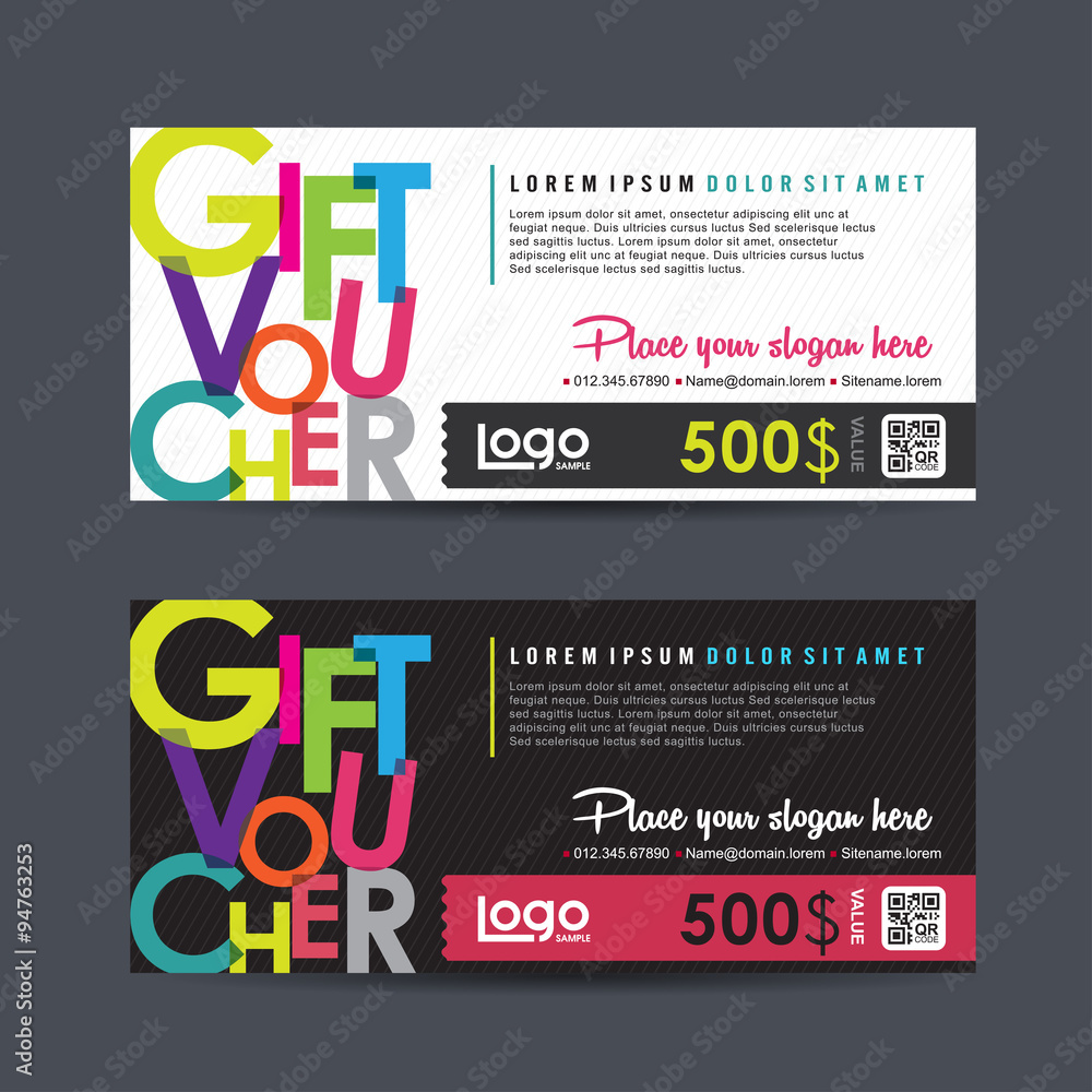 Obraz premium Gift voucher template with colorful pattern,Vector illustration