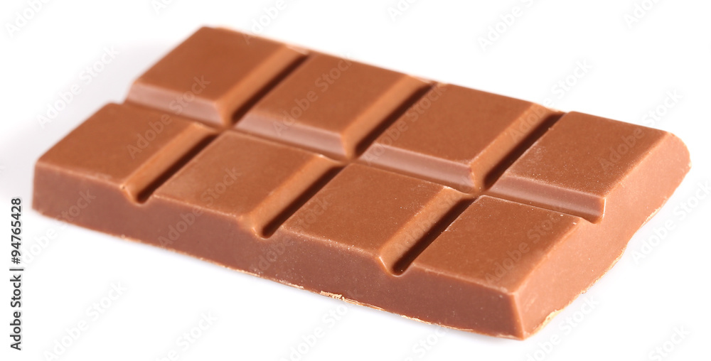 Milk chocolate pieces isolated on white background Milk chocolate pieces isolated on white background
