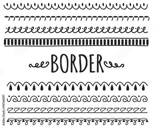 set of decorative hand drawn border