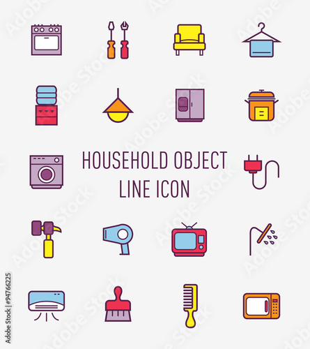 set of household object icon