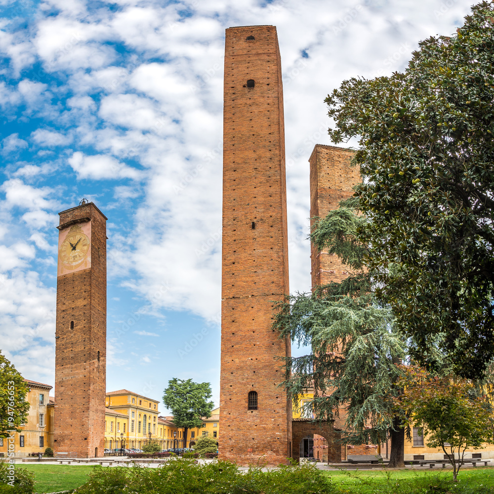 Old Towers at Da Vinci square in Pavia