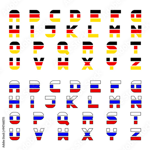 vector tricolor flag font alphabet letters