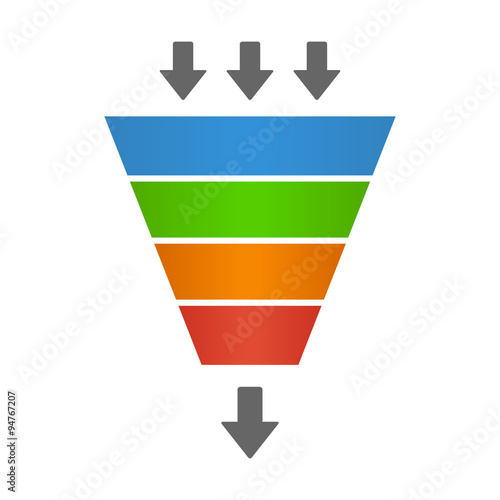 Sales lead funnel flat icon with arrows for presentation apps and websites
