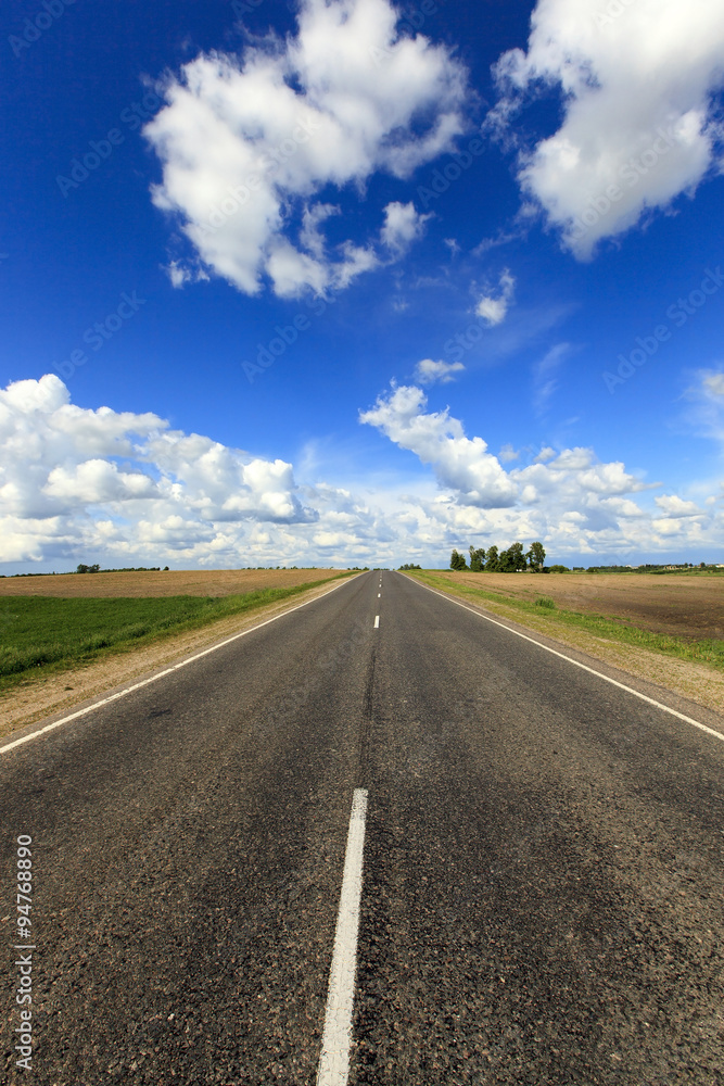 Summer road .  field