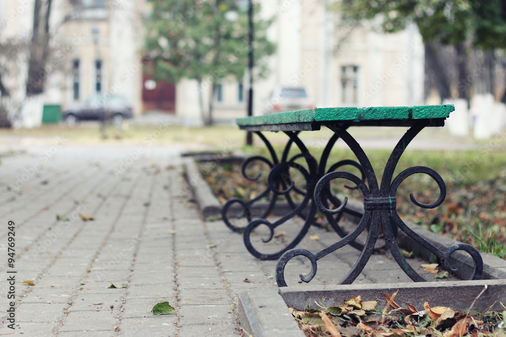 bench in park autumn