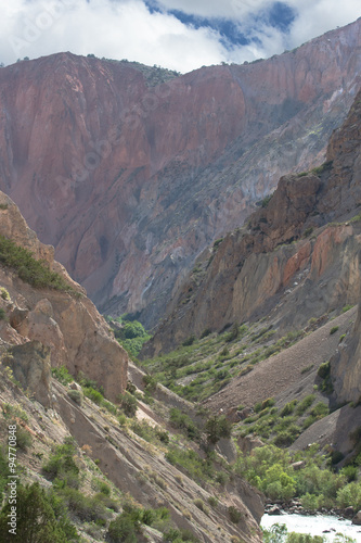 Rocky landscape in the Fan Mountains. Pamir. Tajikistan, Central