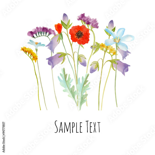 Watercolor flowers card.