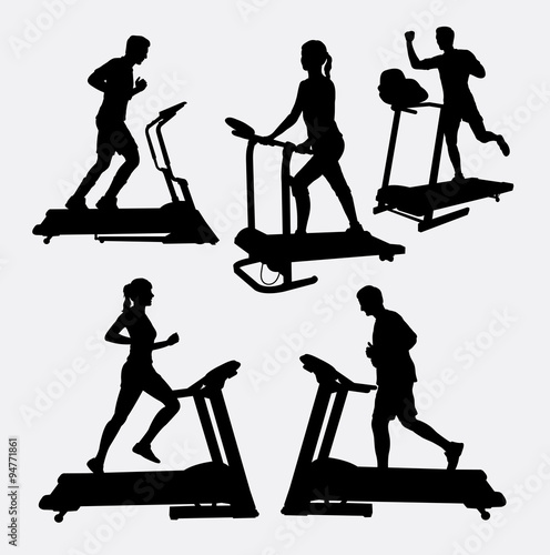 Treadmills sport activity silhouette. Good use for symbol, web icon, logo, game element, mascot, or any design you want. Easy to use.