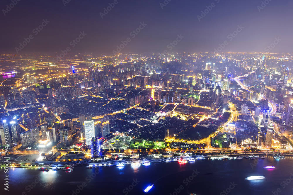 Naklejka premium shanghai lujiazui financial center aside the huangpu river.