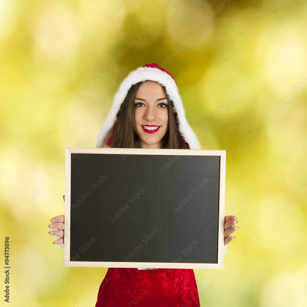 santa claus with board on background santa claus with board on background