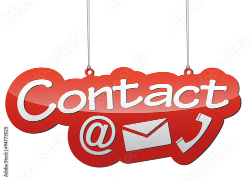 red vector illustration - background tag contact with icons
