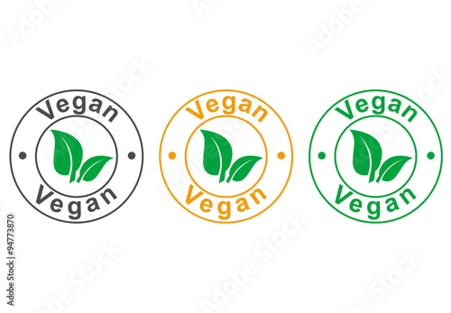 Iconos planos Vegan con hojas en varios colores