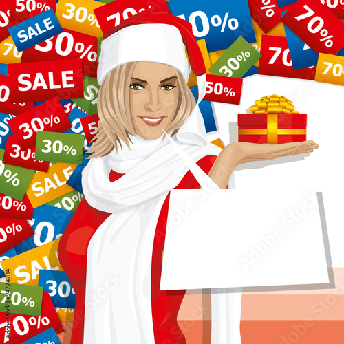 Vector Woman Waiting For Christmas