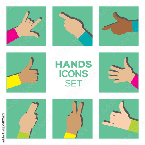 Vector set of Hands flat icon