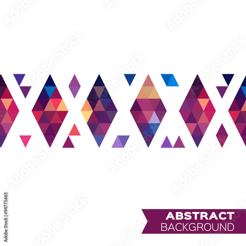 Abstract colorful red blue geometric triangles background. Vector origami illustration for design