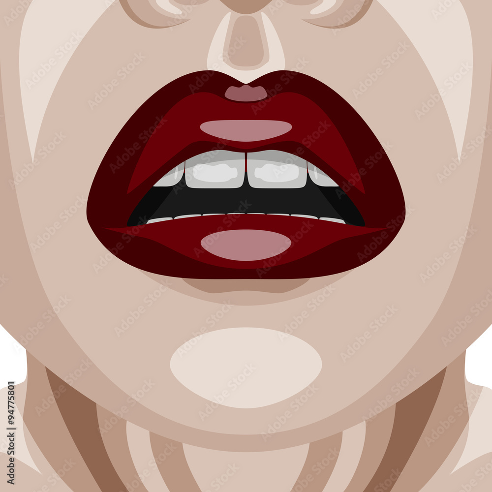 Beauty Woman Face with dark red glossy Lips Beauty Woman Face with dark red glossy Lips