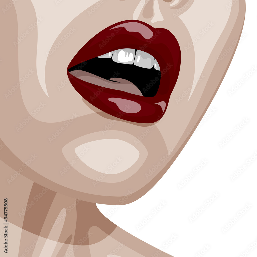 Beauty Woman Face with open Mouth Beauty Woman Face with open Mouth