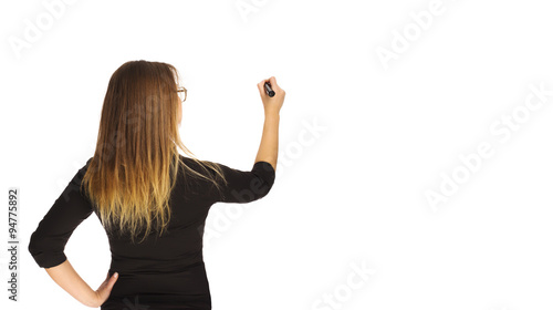 Girl holds a marker in a hand