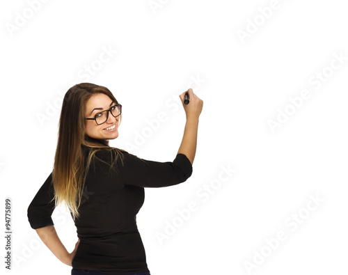 Girl holds a marker in a hand