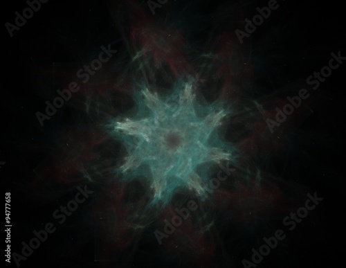 Abstract fractal patterns and shapes. Digital artwork for creative graphic design. Symmetric fractal icon on black background