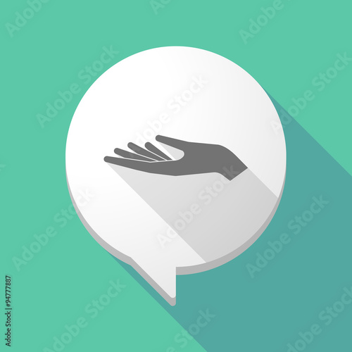 Long shadow comic balloon with a hand offering
