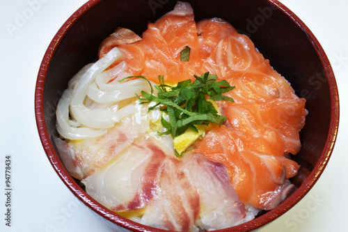 Japanese food sushi, sashimi on rice