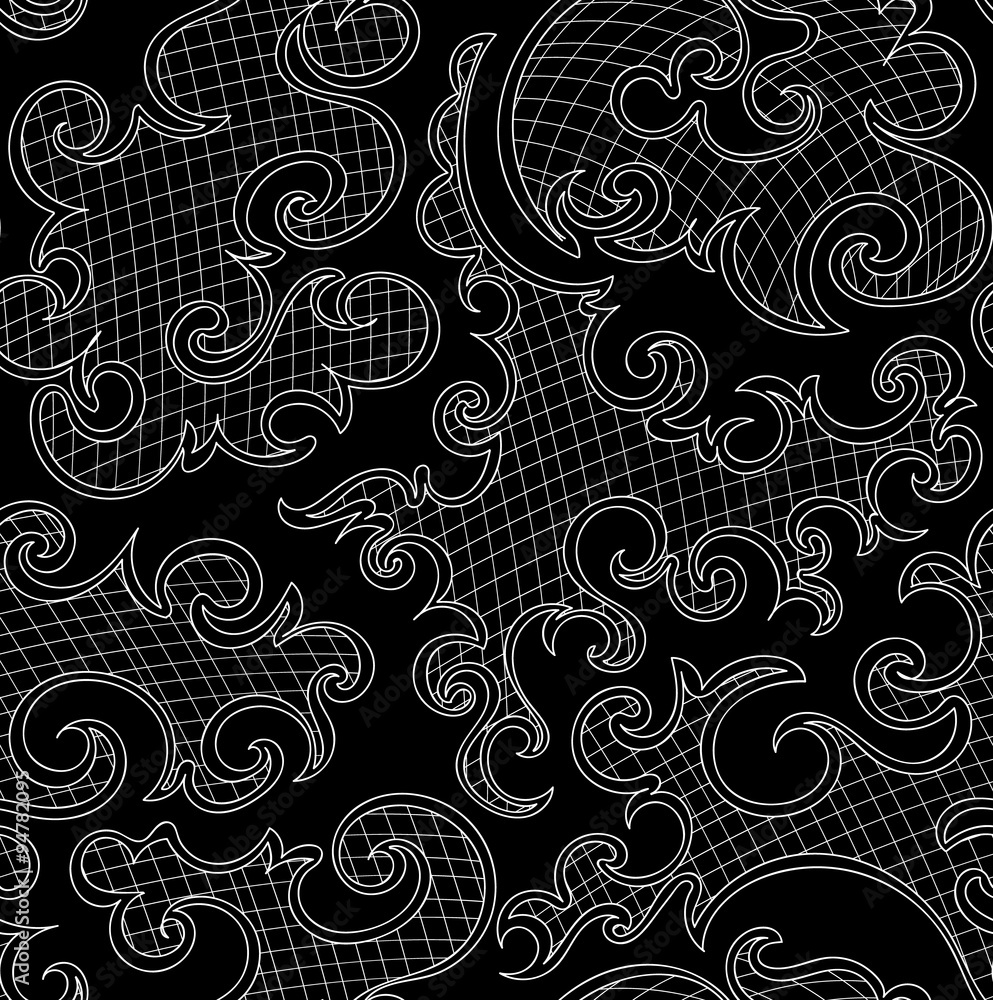 Abstract decorative vector seamless pattern with curling ornamental ...