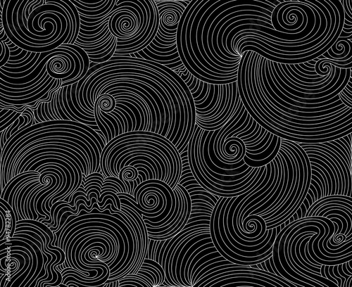 Abstract vector seamless pattern with curling wave lines