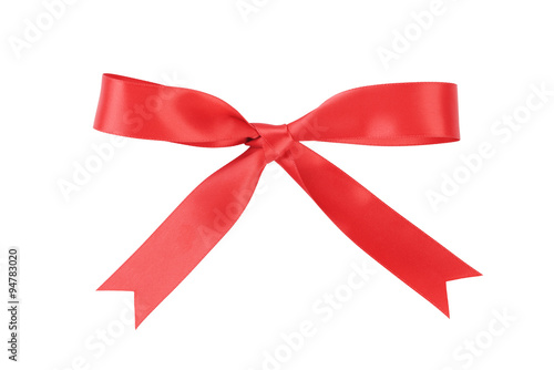 handmade red ribbon bow from above