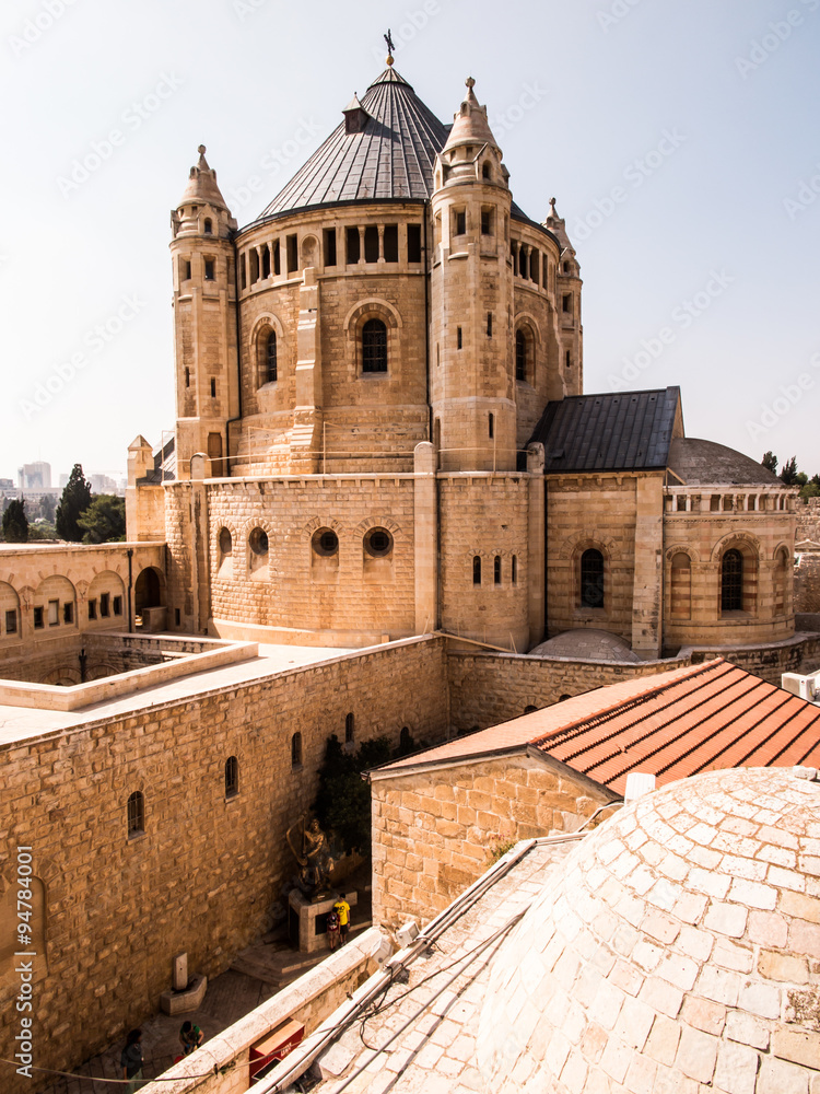 Dormition church and abbey on mount Zion in Jerusalem