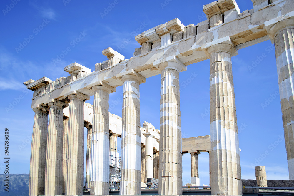 Acropolis columns in Athens Greece