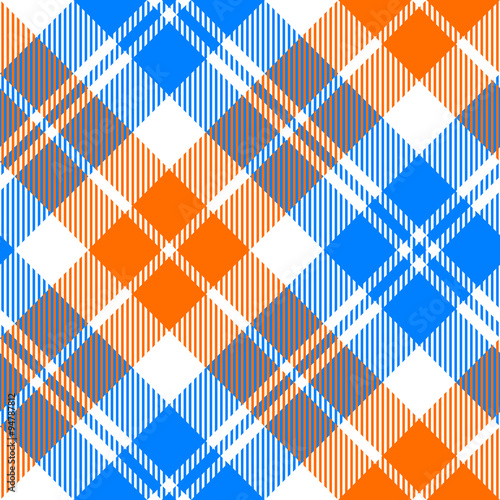 orange and blue light tartan diagonal seamless pattern