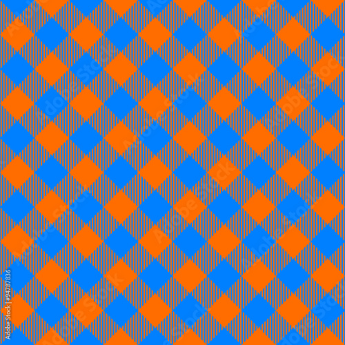 orange and blue tablecloth diagonal seamless pattern
