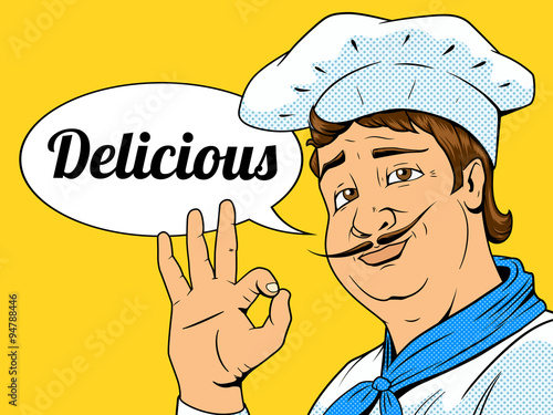 Chef show okay sign pop art style vector