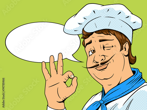Chef show okay sign pop art style vector