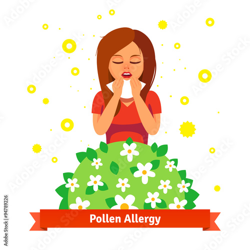Girl suffering from spring pollen allergy