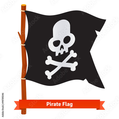 Black pirate flag with scull and crossed bones