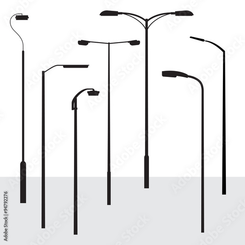 Set of modern road lantern silhouettes