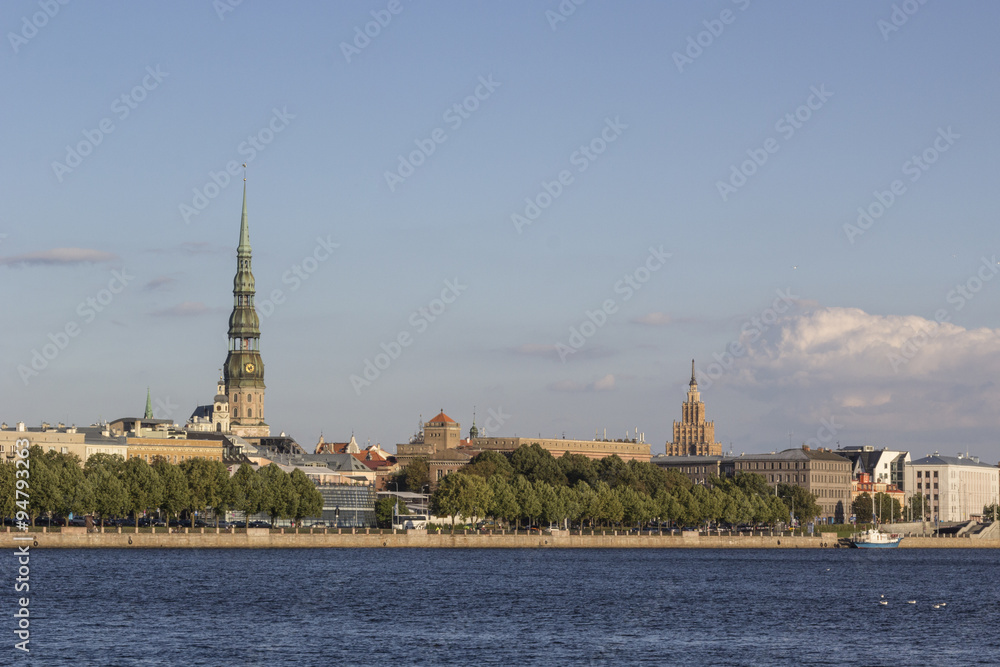Riga skyline as seen from across the Daugava River

