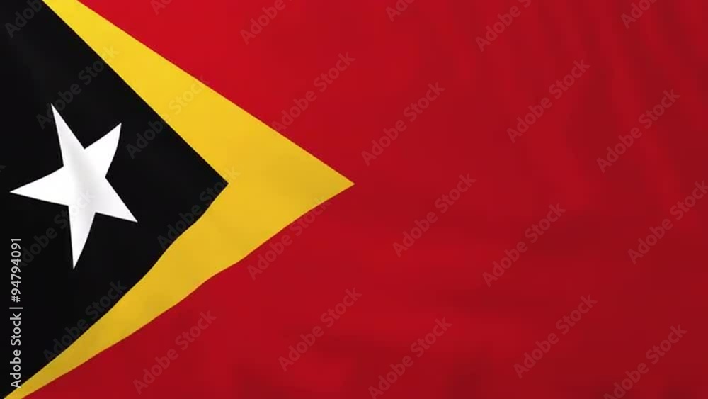 Flag of East Timor, slow motion waving. Rendered using official design and colors. Highly detailed fabric texture. Seamless loop in full 4K resolution. ProRes 422 codec. Flag of East Timor, slow motion waving. Rendered using official design and colors. Highly detailed fabric texture. Seamless loop in full 4K resolution. ProRes 422 codec.