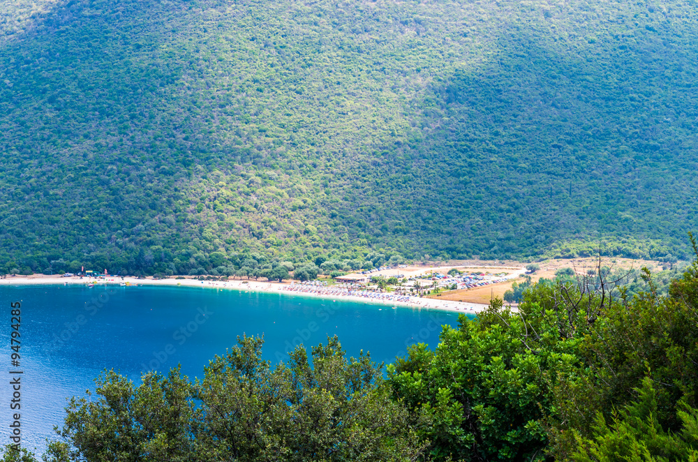 Fototapeta premium Antisamos beach Kefalonia island, Greece. Beautiful sea bay of Antisamos on Kefalonia island, Greece