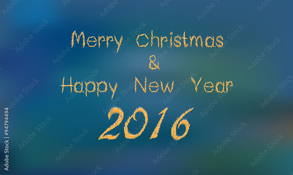 Merry christ mass and 2016 Happy new year greeting card