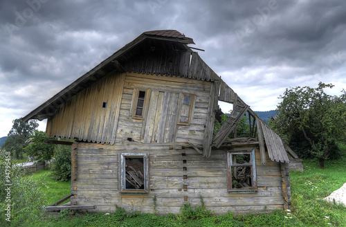 Ruined wooden house