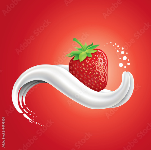 milk splash tongue with strawberry